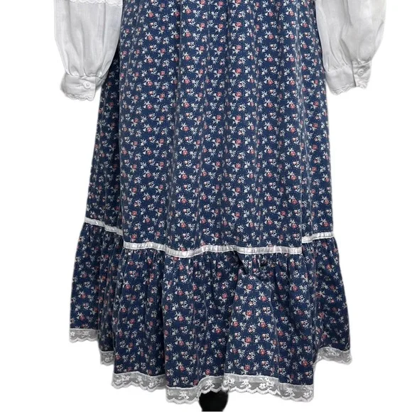 Gunne Sax Vintage 1970's Cottagecore Puff Sleeve Floral Sz 9 Midi Dress - Picture 6 of 16